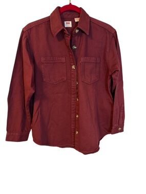 Levi's Men's Burgundy Button-Front Shirt Jacket